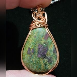 Natural Ruby Fuchsite Pendant Necklace